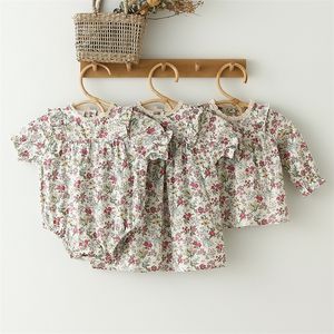 Bébé fille vêtements d'été fleur florale barboteuse coton doux lâche combinaison robe mode infantile tenue vêtements 220426