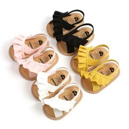 Baby Girl Summer Sandals Fashion Cute Ruffle Flats Niet -slip Casual Soft Sole Infant First Walkers Shoes Toddler 240426