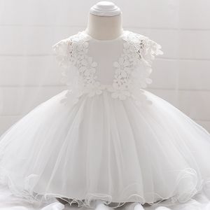 Bébé fille douce dentelle fleur Tulle baptême princesse enfant en bas âge fête d'anniversaire robe de bal robe nouveau-né enfants baptême 1 ans