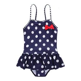 Babinet de maillot de bain avec jupe mignon baissier Bleu en un morceau de maillot de bain pour enfants