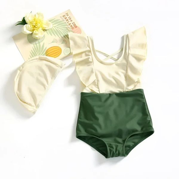 Baby girl Swimwear One Piece Backless Summer Beach Swim Costs Breathable Sweet Drying Sans manches Sans manches en dehors