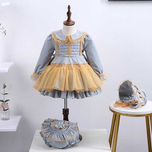 Bébé fille turque robe espagnole 3pcs infantile lolita princesse robe de bal enfant en bas âge robes de velours enfants 1er anniversaire robes 210615