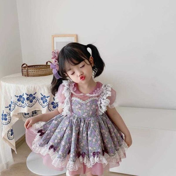 Bébé Fille Vintage Floral Dress Enfants Espagnol Lolita Robes Infant Baptême Dentelle Robes De Bal Petites Filles Princesse Vestidos 210615