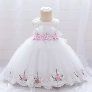 Bébé fille fête de mariage Tutu robe moelleuse pour les filles infantile anniversaire princesse robes perle dentelle fleur fille robe d'été vêtements 240226