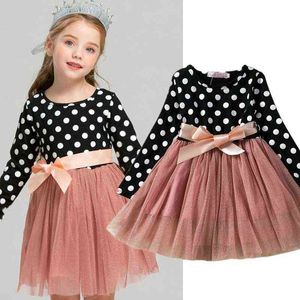 Baby Girl Vestidos de invierno para disfraces de Año Nuevo Niños Vestido de fiesta de manga larga Niños Princesa Polk Dot Dress Girl Gifts G220518