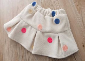 Vêtements chauds d'hiver pour bébé fille, jupe à pois, costume deux pièces en peluche, col de poupée, pull en laine et ensemble épais en velours