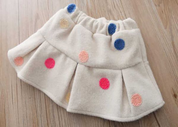 Ropa cálida de invierno para niña, falda de lunares para niña, traje de dos piezas de felpa, suéter de lana con cuello de muñeca, conjunto grueso de terciopelo