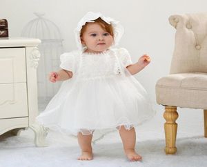 Baby meisjes doopjurken met hoed kant korte mouw pasgeboren doopjurk doopjurken meisjes prinsessenjurk bruiloft Dr4832474