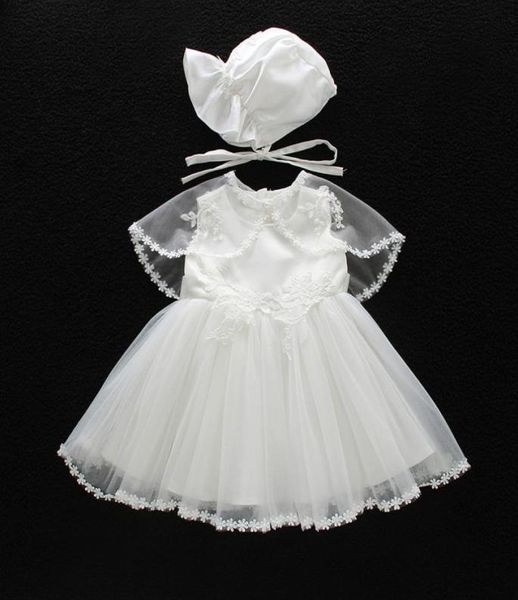 Robes de baptême pour bébés filles avec chapeau en dentelle, sans manches, robe de baptême pour nouveau-né, robe de princesse pour filles, robe de mariage7844539