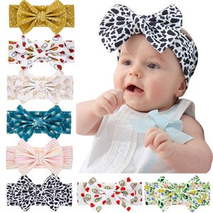 Baby meisjes grote boog hoofdbanden elastische strik haarbanden bloemen hoofddeksels kids hoofdtooi brede schattige bands baby peuter tulband hoofd accessoire kha142