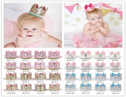 Bébé filles anniversaire bandeau princesse couronne bandeau filles numéros élastiques imprimer chapeaux nouveau-né bébé paillettes cheveux accessoires KH7159781