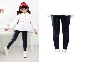 Bébé filles Leggings noirs hiver enfants mince épaissir velours crayon pantalon enfants pantalons chauds en cuir PU extensible Legging5675962