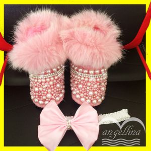 bébé filles Bottes Strass personnalisés bling Bottes infantile fille chaussures de luxe brillant perle décoration chaussures cadeau de Noël d'hiver 201130
