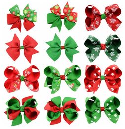 Baby Girls Bow Hairpins Barrettes de Noël Bown Grosgrain Ribbon With Clip Snowflake Kids Girl Pinwheel Coils Clips Hair Pin Acpes8990481