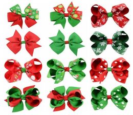 Baby Girls Bow Hairpins Barrettes de Noël Bown Grosgrain Ribbon With Clip Snowflake Kids Girl Pinwheel Coils Clips Hair Pin Acpes2804198