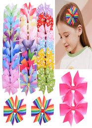 Babymeisjes Bowknot Haarspelden Flower Rainbow Grosgrain Ribbon Bows With Alligator Clips Childrens Hair Accessoires Kids Boutique Bow5939448