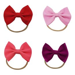 Baby Meisjes Bogen Hoofdbanden Toddler Nylon Elastische Haaraccessoires Kids Bowknot Hoofddeksels Pasgeboren Decor