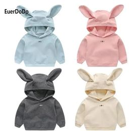 Bebê meninas meninos hoodies moletom infantil crianças casaco com capuz pollover outerwear orelhas de coelho roupas primavera outono crianças tops 240117