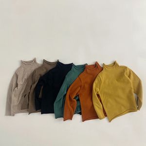Pull tricoté pour bébés filles et garçons, pull de couleur unie pour enfants, automne et hiver