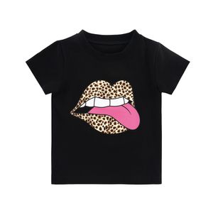 Bébés filles garçons été coton manches courtes t-shirt lèvres blanches et noires et motif de dessin animé de fleur de soleil vêtements pour enfants 210413