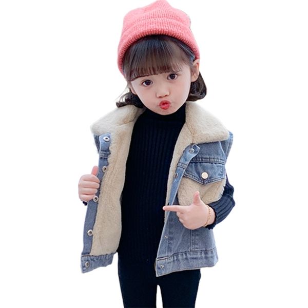 Bébé filles garçons vestiges enfants mode dessin animé motif sans manches jeans gilet gests printemps automne coton denim gaim 2-6 ans 210412