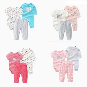 BÉBÉ FILLES CARTOON VÊTEMENTS à manches longues licorne combinaison + barboteuse + pantalon nouveau-né hiver ensemble nouveau-né tenue garçon vêtements coton 210309