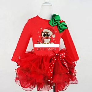 Bébé filles Noël dentelle Tutu robe Enfants hibou princesse robes Automne mode Boutique Noël Enfants Vêtements