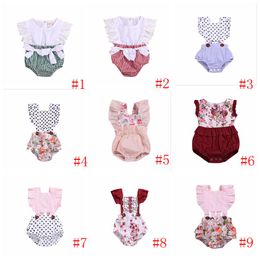 Baby meisjes kleding kids kant strik rompertjes zomer patchwork plaid driehoek jumpsuits pasgeboren mouwloze onesies mooie outfits py616