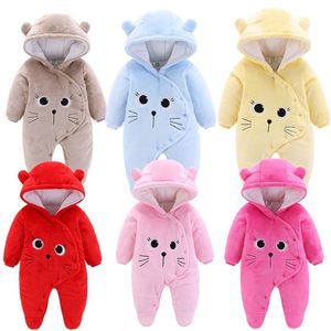 Baby meisjes kleding pasgeboren winter hoodie polyester jongen romper klimmen uitloper baby jumpsuit 3m -12m