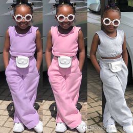 Babymeisjes kleren tracksuit zomer ins kids designer kleding sets sportkleding casual mouwloze tanktop en losse broek tweedelige set peuter kinderen 1-8y