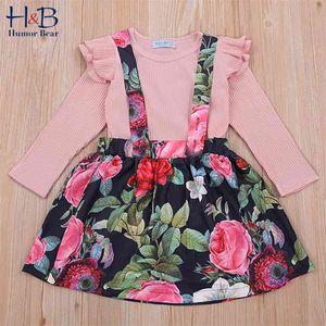 Ensembles de vêtements pour bébés filles, tenue d'automne d'hiver, manches longues + robe à fleurs, vêtements mignons pour enfants, 210611