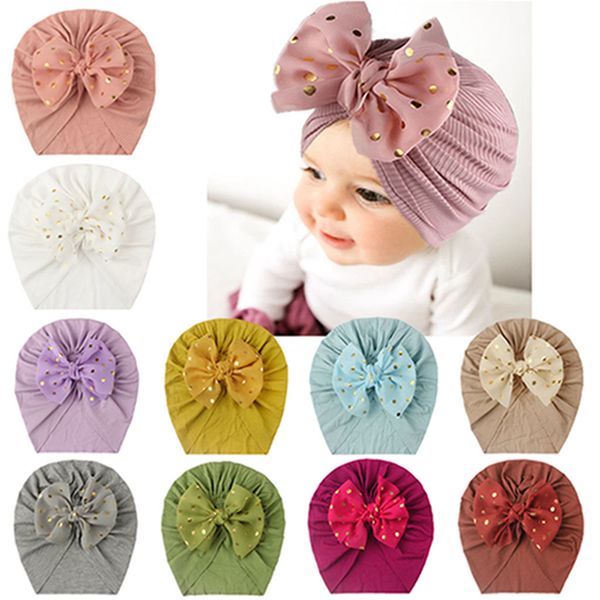 Bébé filles confortables coton doux hatte à rayures mode dots dorés arcrants nouveau-nés indiens accessoires pour enfants