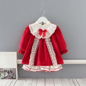 Bébé filles Costume Lolita style hiver enfants filles Noël nouvelle année robe avec velours princesse robe robe 0-4Y Q0716