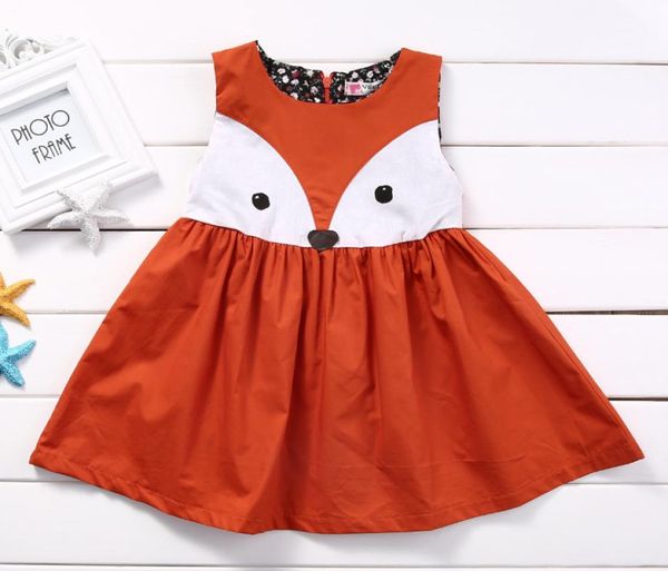 Vestido bonito con chaleco de zorro para niñas, vestido de modelado de animales para niños, vestido de princesa para niños de otoño, ropa para niños A43296608562