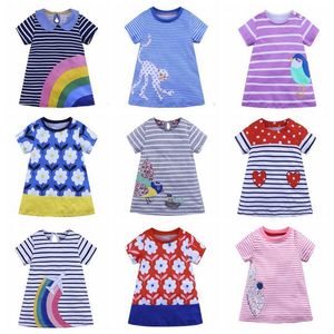 Baby meisjes ontwerper kleding baby cartoon dier gestreepte dot jurken kinderen zomer strand rok a-lijn kids jurk boutique tlzyq625