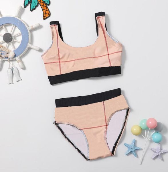 Bebés diseñador Una Pieza trajes de baño letra de la manera Imprimir dos piezas de baño de lujo Niña Bikinis Ropa para niños