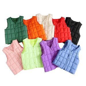 Manteau de gilet en duvet de coton pour bébés filles et garçons, gilet de couleur unie, vêtements d'extérieur pour enfants, dessus chaud, vêtements 240116