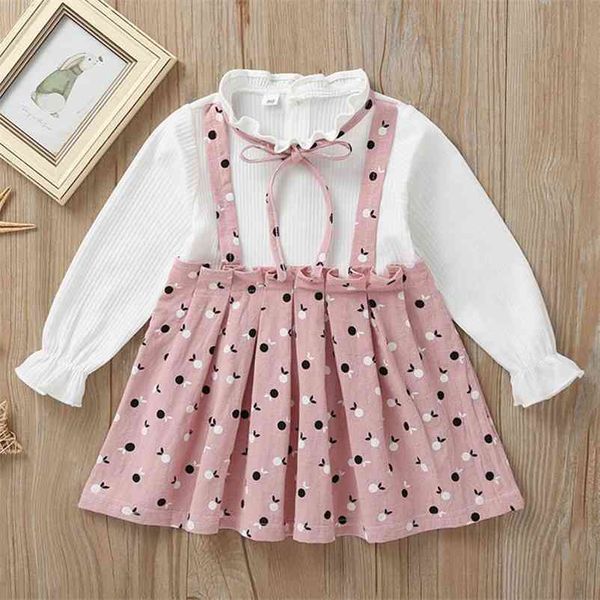 Bébé filles robe automne printemps robes douces à pois mode tenues noeud papillon beaux Costumes Cool costumes 210429