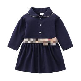 Bébé filles robe collège Style robe 2022 nouveaux vêtements d'automne coton revers enfants vêtements de créateur décontractés