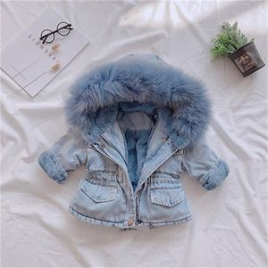 Baby Meisjes Jurk Katoen Jas Dikker Jack 2020 Winter Warm Bont Hooded Kids Top Dragen Lange Mouwen Jassen 1 2 3 4 5 Jaar LJ201203