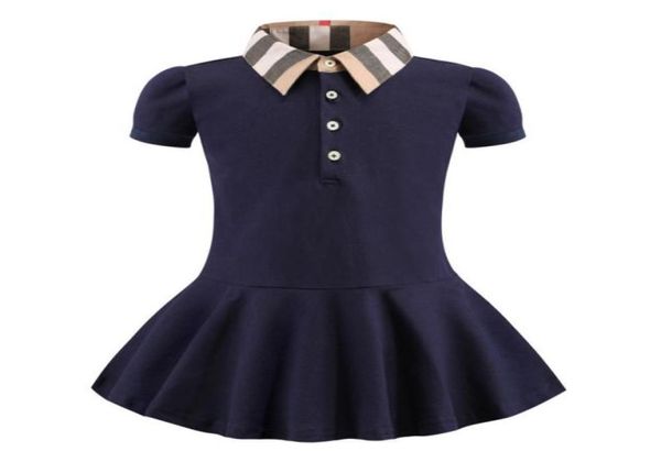 Bébé Filles Robe Enfants Revers Collège Vent Bowknot Manches Courtes Plissé Polo Chemise Jupe Enfants Casual Designer Vêtements Enfants Clot5364284