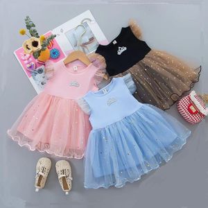 Bébé filles robe princesse maille jupe été sans manches fantaisie fête de mariage anniversaire baptême robe pour fille