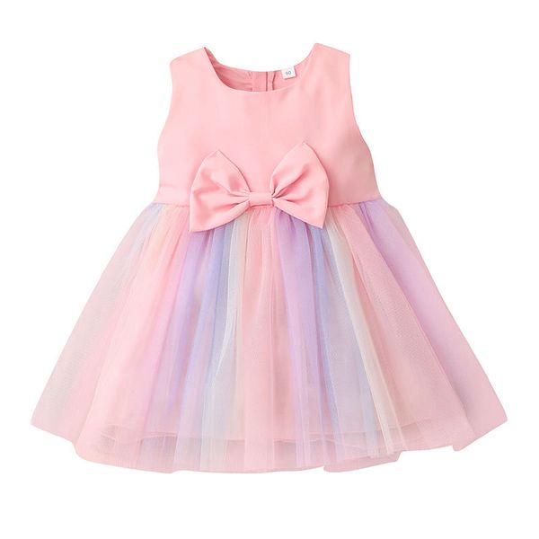 Vestidos para niñas princesa malla verano sin mangas elegante vestido de boda niños fiesta cumpleaños vestidos para 1-6 años niña