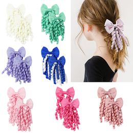 Baby Girls Elastic Hair Ties 2,7-3,5 pouces Couleur Couleur Grosgrain Ribbon Curly Korker Bows With Ties for Kids Childre