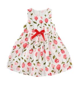 Bébé filles robe florale enfants imprimé plissé à volants arc robe à glissière enfants loisirs vêtements filles princesse genou longueur jupes tissées 4226947