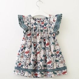 Robes à manches volantes pour bébés filles, jupes à fleurs en coton pour enfants, vêtements de boutiques d'été de très bonne qualité ZZ