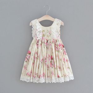 Bébés filles imprimé floral dentelle volants robes 2018 nouvelle robe de soirée d'été couleur bonbon coton mode Western mignon enfants robe Z11