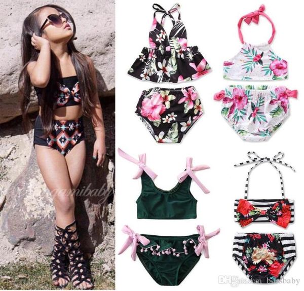 Maillots de bain floraux pour bébés filles 8 modèles fleurs pour tout-petits fronde volants maillots de bain enfants plage Bikini maillots de bain de sports nautiques 0603207954512