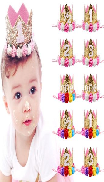 Bébé filles fleur couronne bandeaux fête d'anniversaire diadème bandeaux enfants princesse cheveux accessoires Glitter Sparkle mignon bandeau pour 4731328