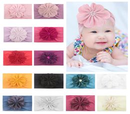 Bébé filles fleur bandeaux 13 couleur nouveau-né bébé élastique Match tête fleur accessoire de cheveux enfants doux en Nylon bandeau de cheveux 063590724